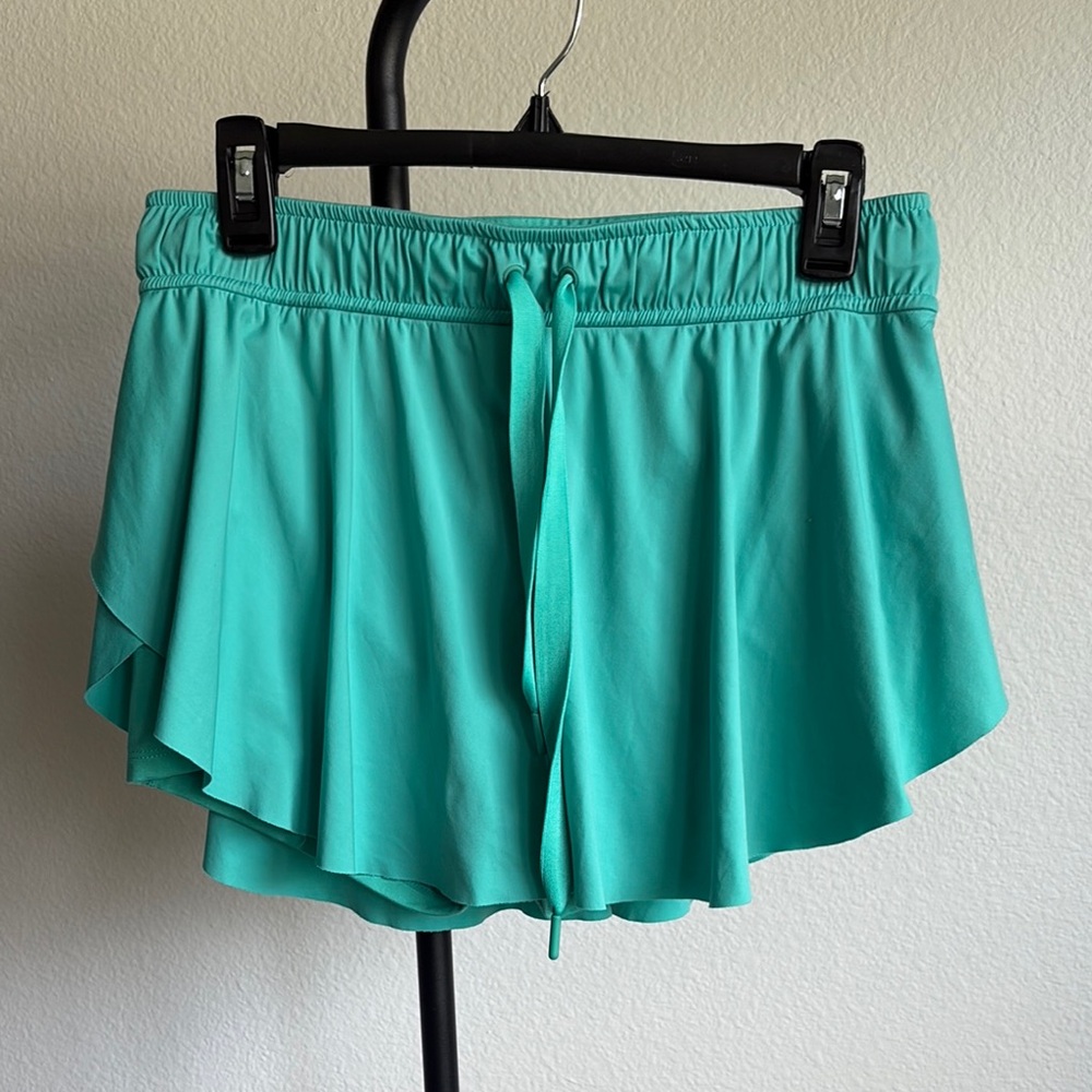 Free People Teal/Turquoise Ruffled Athletic Skort Shorts